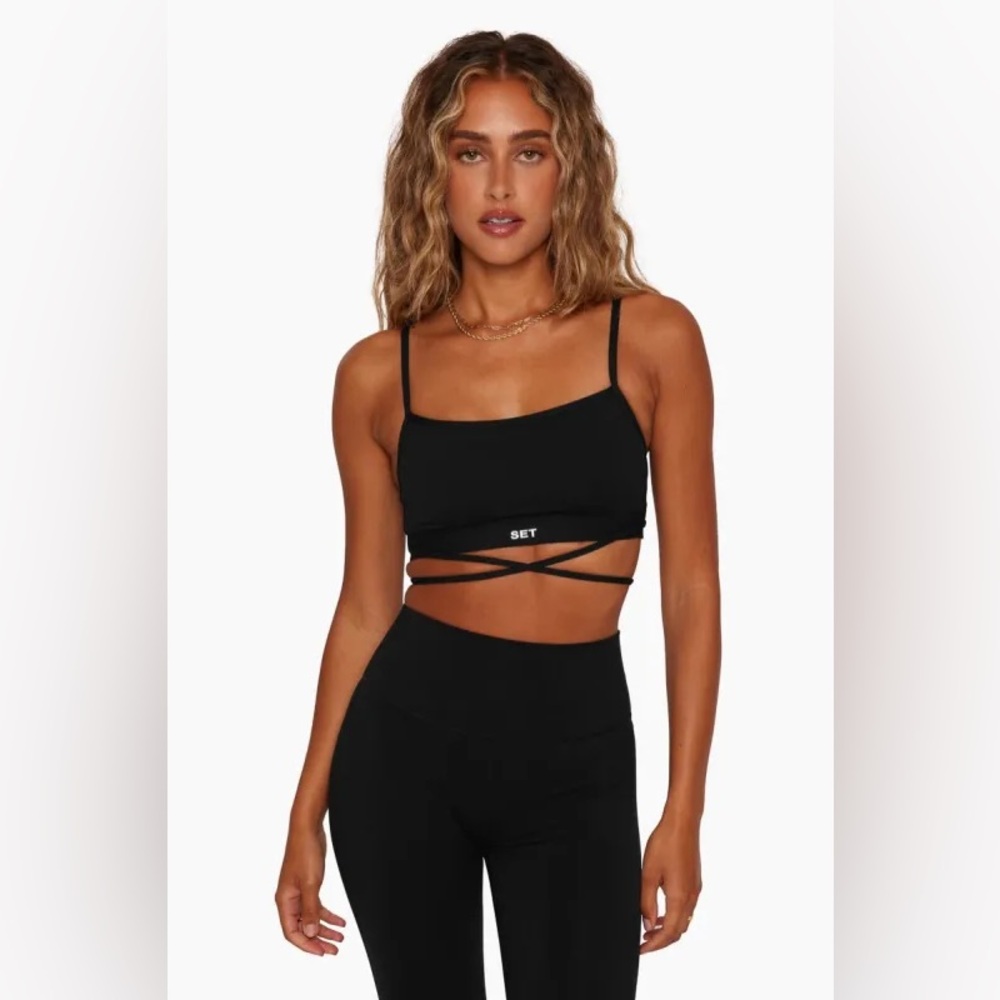 Black SPORTBODY® Cross Tie Bra - ONYX Size Medium